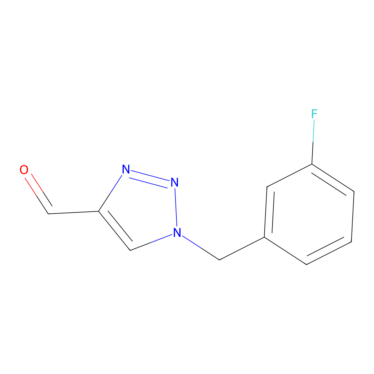 1-[(3-fluorophenyl)methyl]-1H-1,2,3-triazole-4-carbaldehyde molecular structure, CAS 1483880-38-1