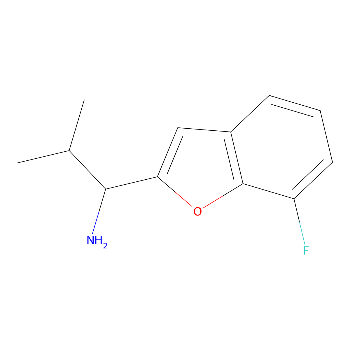 1-(7-Fluorobenzofuran-2-yl)-2-methylpropan-1-amine molecular structure, CAS 1483893-42-0