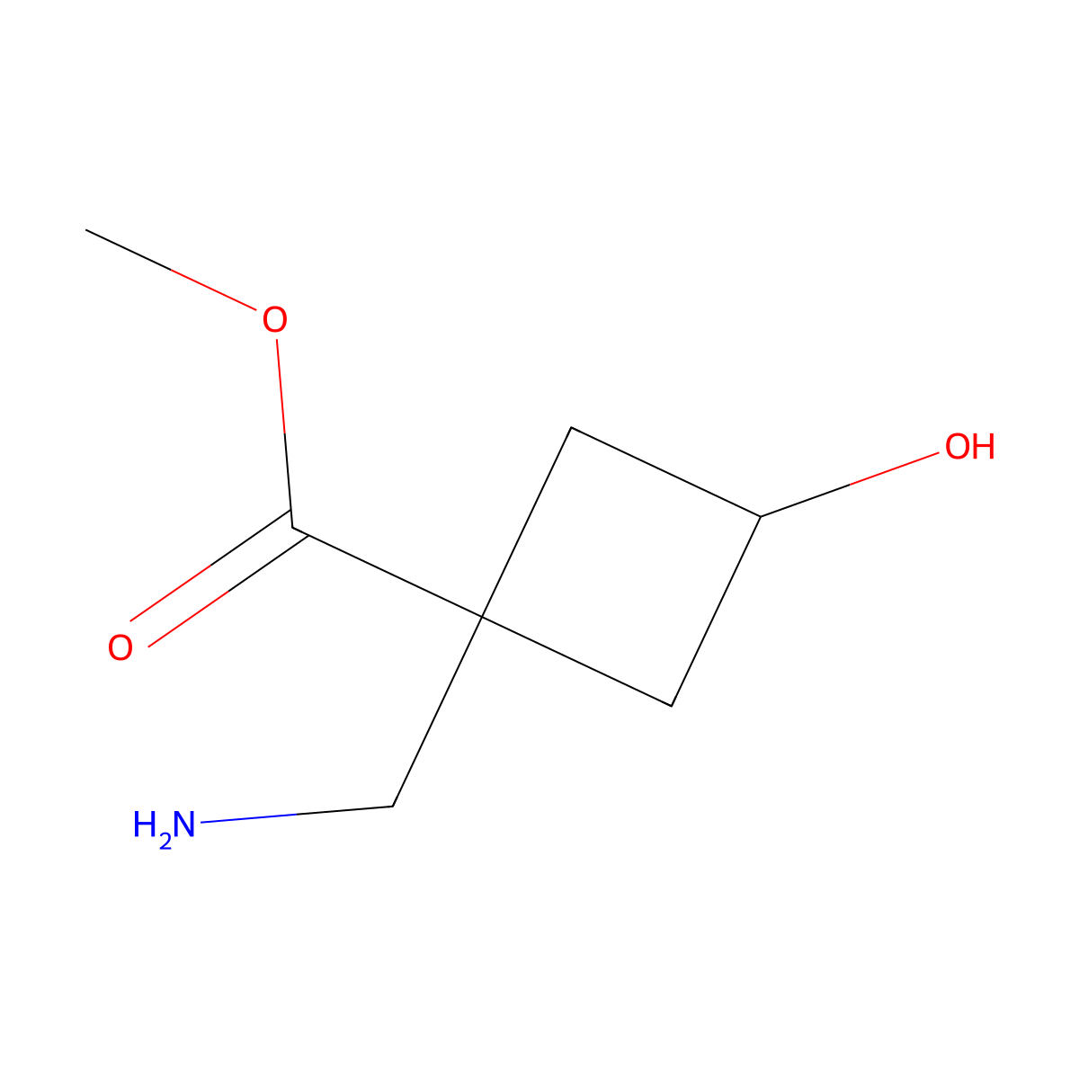 Methyl 1-(aminomethyl)-3-hydroxycyclobutane-1-carboxylate molecular structure, CAS 1483895-31-3