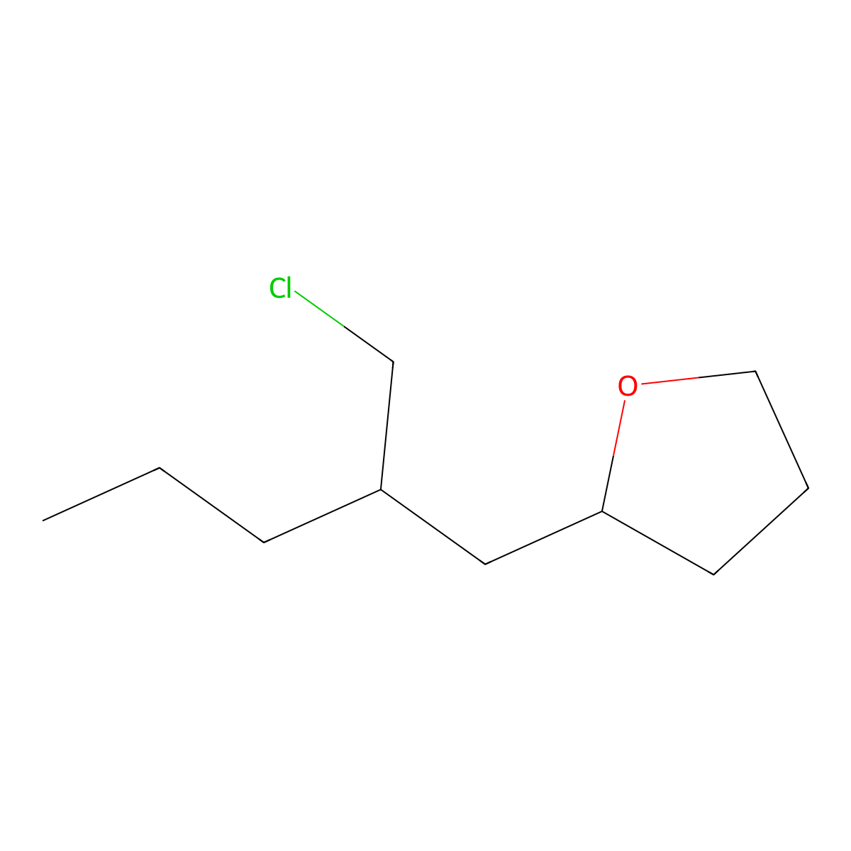 2-[2-(Chloromethyl)pentyl]oxolane molecular structure, CAS 1483907-23-8