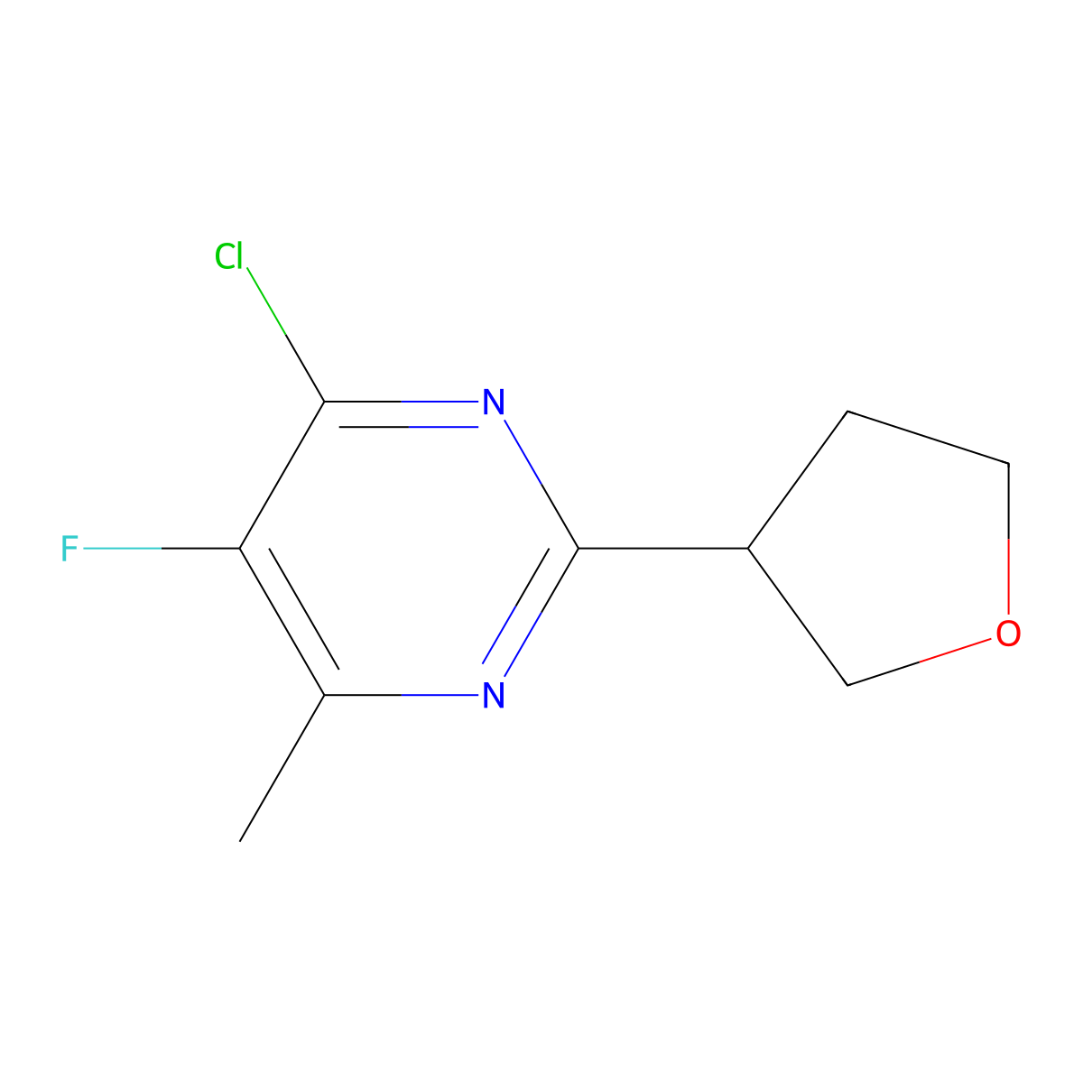 4-Chloro-5-fluoro-6-methyl-2-(oxolan-3-yl)pyrimidine molecular structure, CAS 1483920-55-3