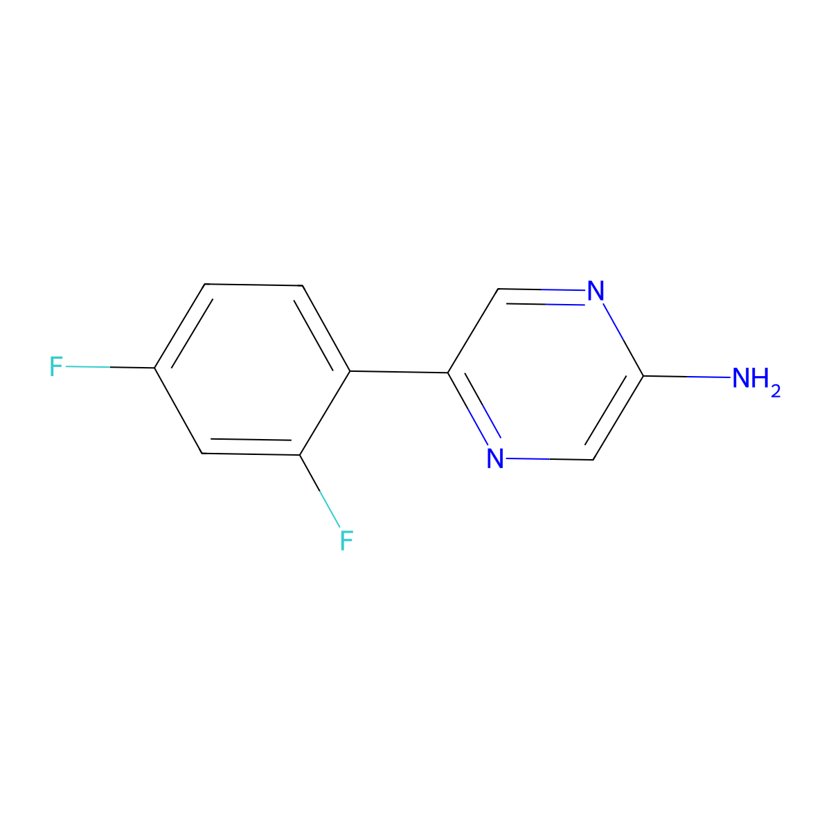 5-(2,4-Difluorophenyl)pyrazin-2-amine molecular structure, CAS 1483931-35-6