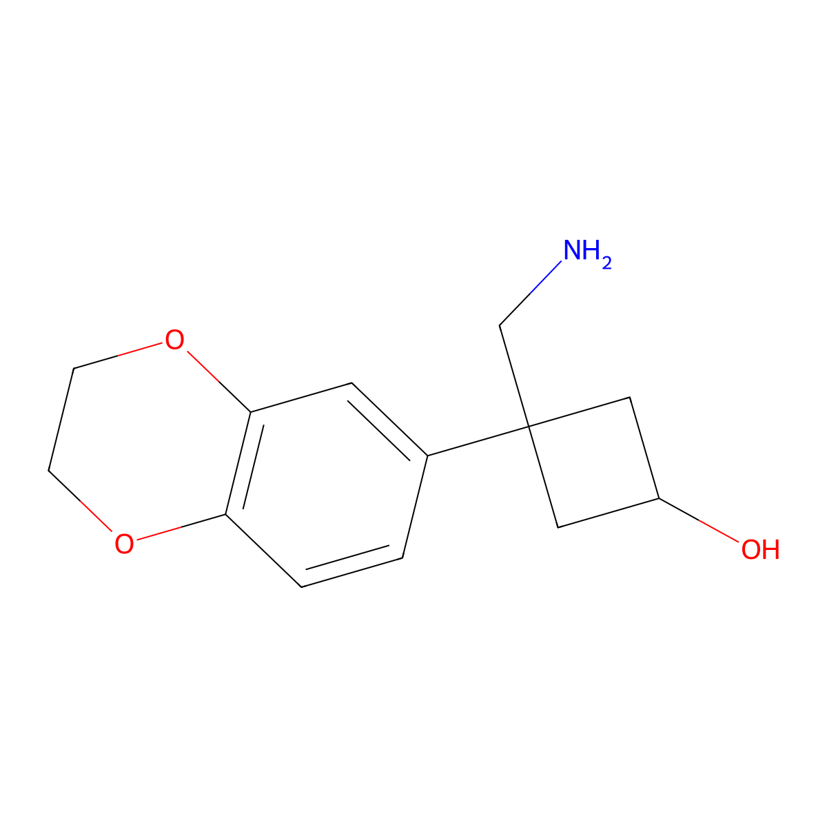 3-(Aminomethyl)-3-(2,3-dihydro-1,4-benzodioxin-6-yl)cyclobutan-1-ol molecular structure, CAS 1483962-53-3