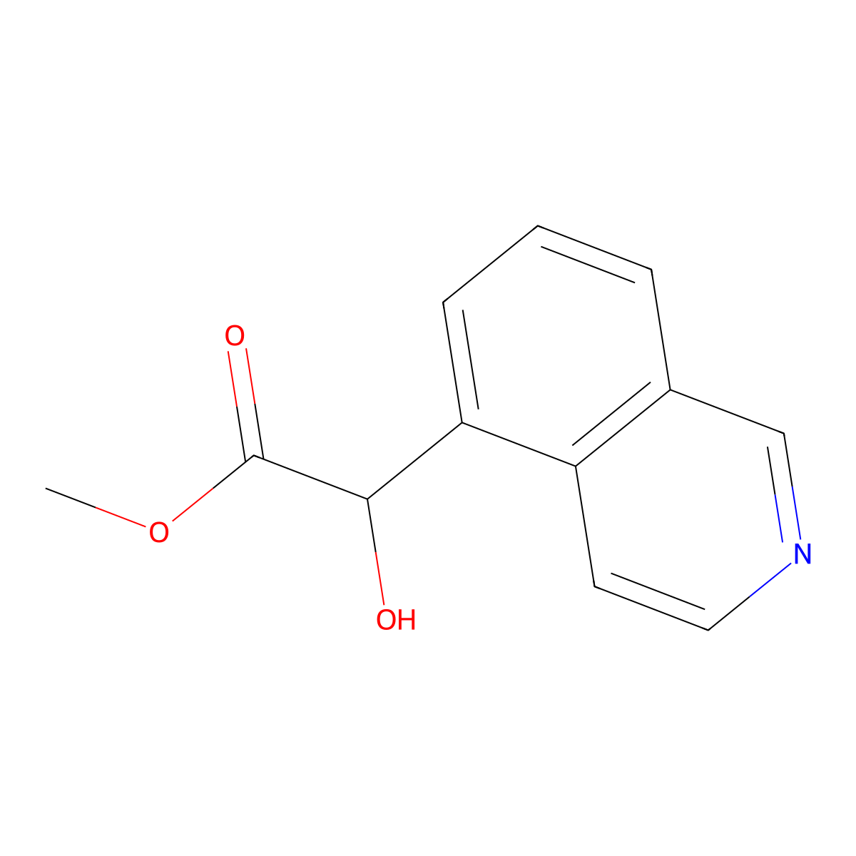Methyl 2-hydroxy-2-(isoquinolin-5-yl)acetate molecular structure, CAS 1483970-02-0