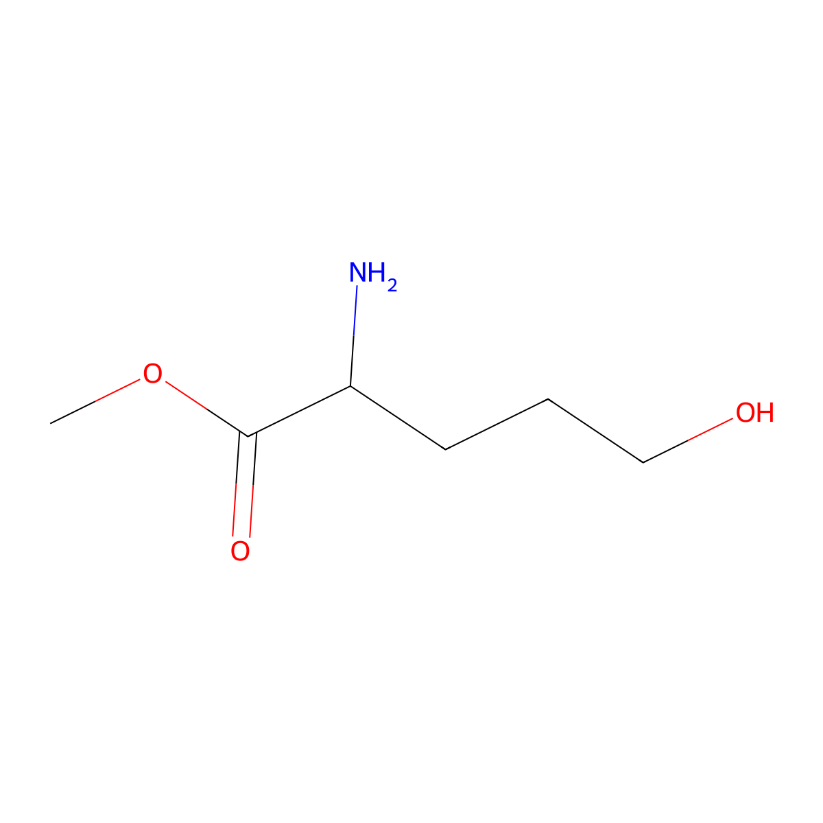 Methyl 2-amino-5-hydroxypentanoate molecular structure, CAS 1483981-39-0