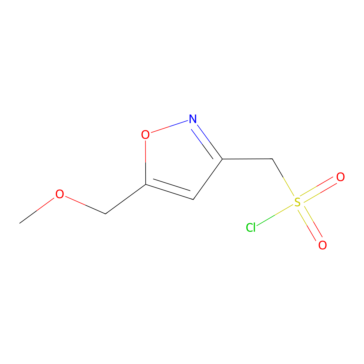 [5-(Methoxymethyl)-1,2-oxazol-3-yl]methanesulfonyl chloride molecular structure, CAS 1483990-11-9