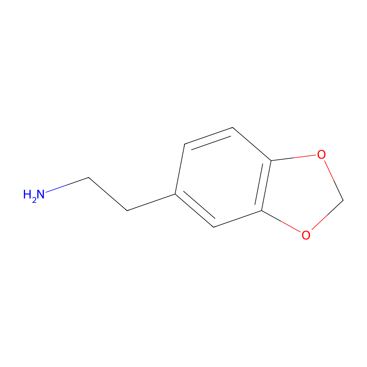 1,3-Benzodioxole-5-ethanamine molecular structure, CAS 1484-85-1