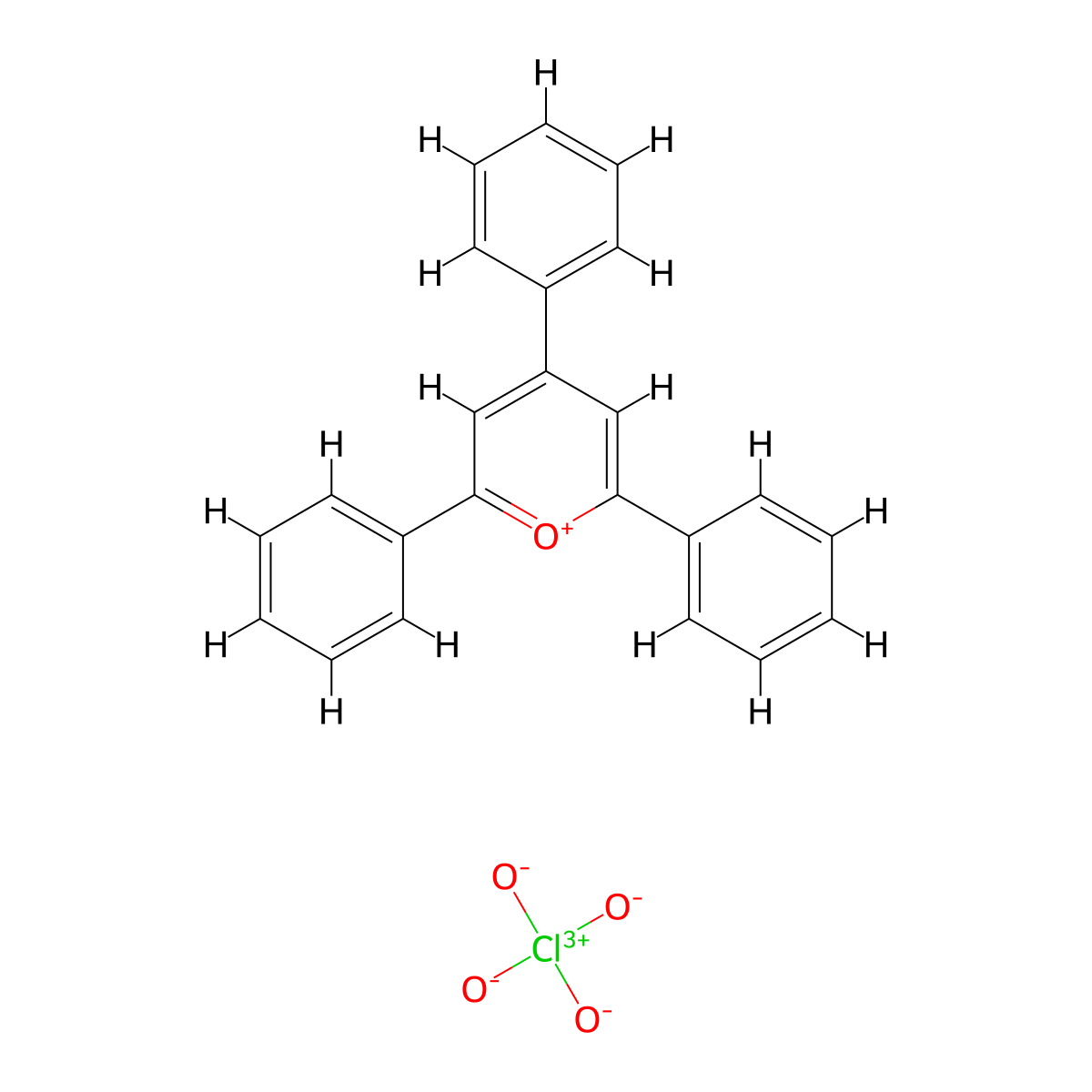 Pyrylium, 2,4,6-triphenyl-, perchlorate (1:1) molecular structure, CAS 1484-88-4