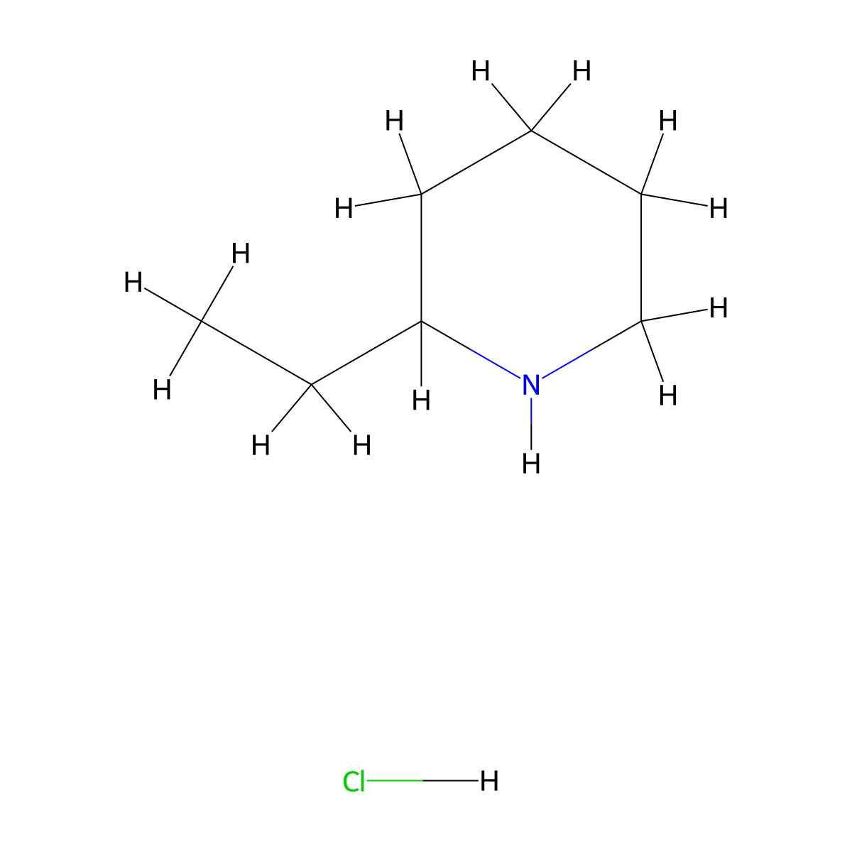 2-Ethylpiperidine hydrochloride molecular structure, CAS 1484-99-7