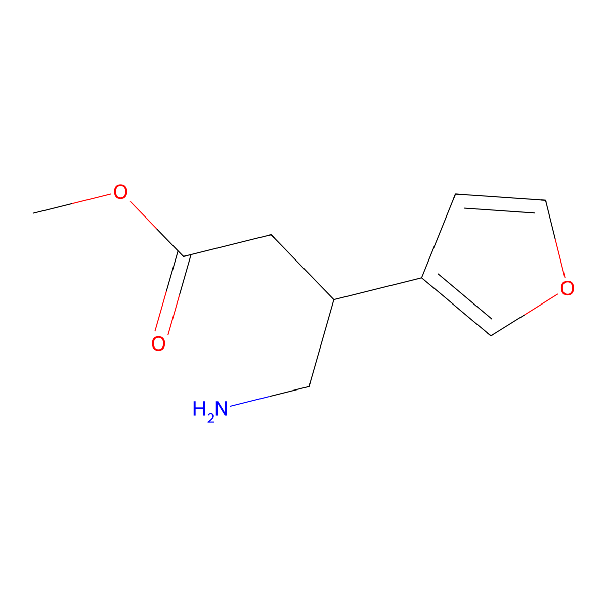 Methyl 4-amino-3-(furan-3-yl)butanoate molecular structure, CAS 1484001-15-1