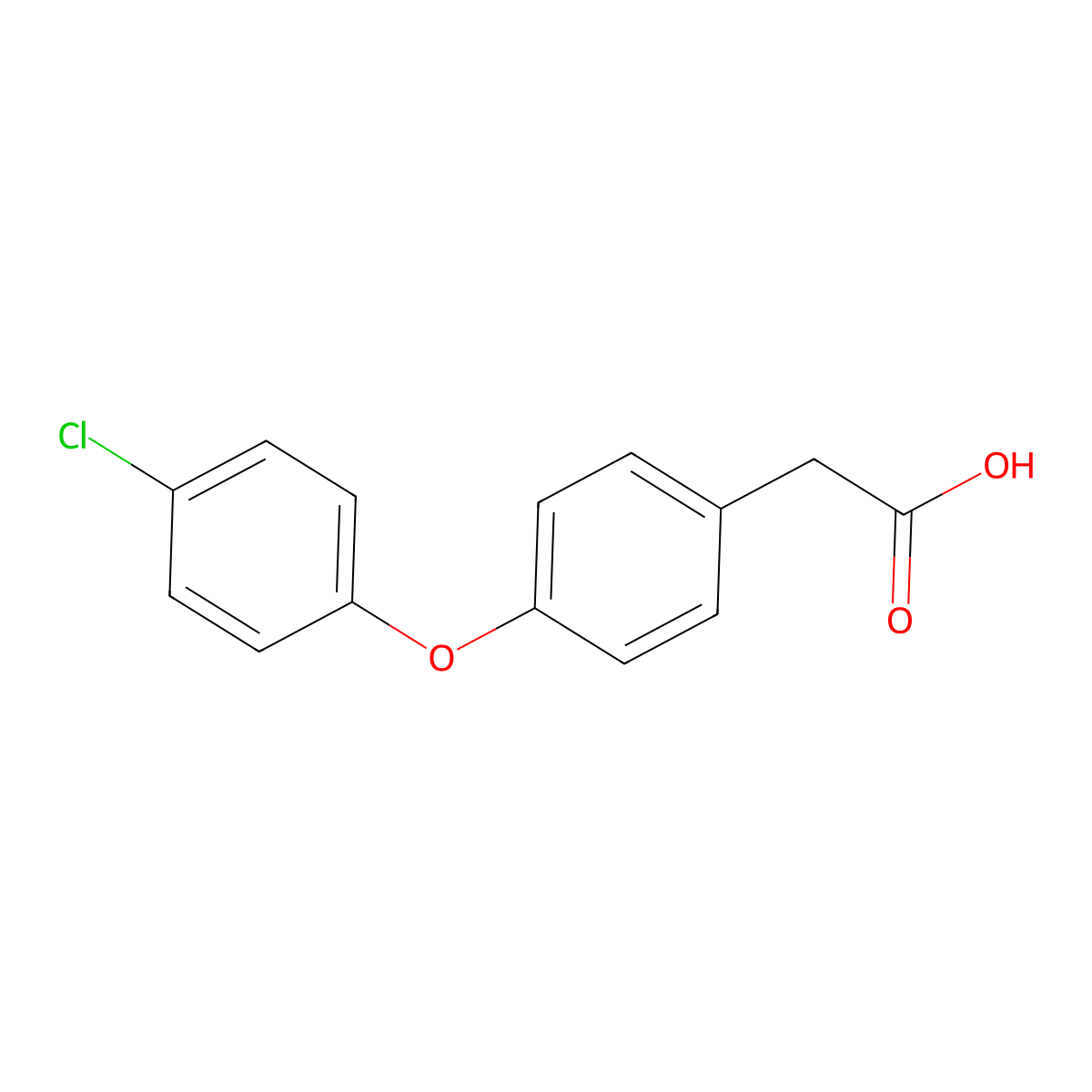 2-(4-(4-Chlorophenoxy)phenyl)acetic acid molecular structure, CAS 148401-42-7