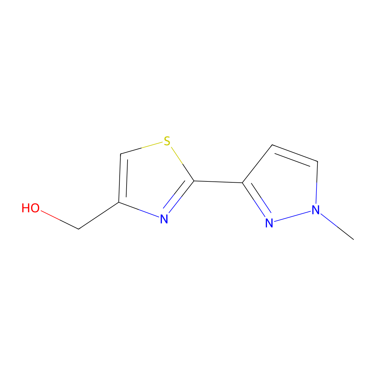 [2-(1-methyl-1H-pyrazol-3-yl)-1,3-thiazol-4-yl]methanol molecular structure, CAS 1484028-27-4