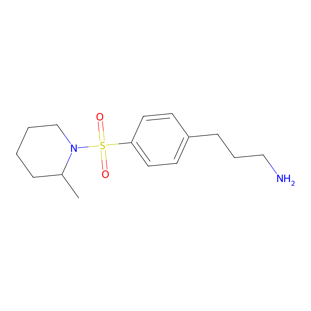 3-{4-[(2-Methylpiperidin-1-yl)sulfonyl]phenyl}propan-1-amine molecular structure, CAS 1484031-91-5