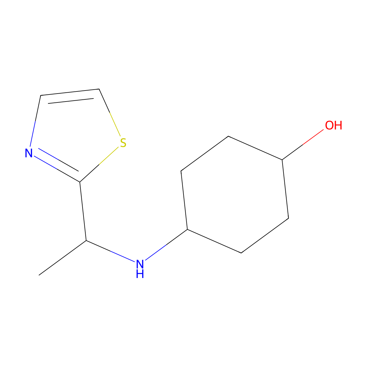 4-{[1-(1,3-Thiazol-2-yl)ethyl]amino}cyclohexan-1-ol molecular structure, CAS 1484032-76-9