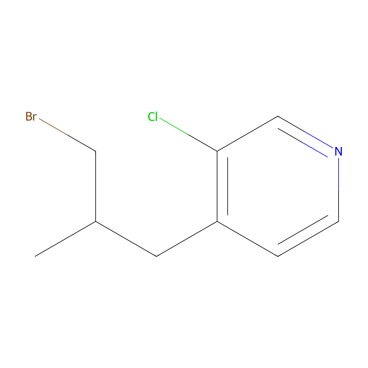 4-(3-Bromo-2-methylpropyl)-3-chloropyridine molecular structure, CAS 1484053-02-2