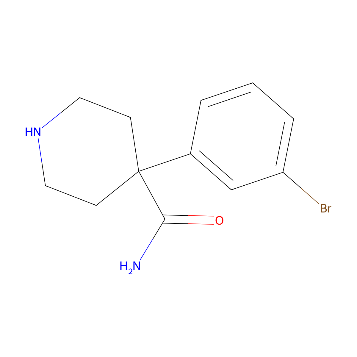 4-(3-Bromophenyl)piperidine-4-carboxamide molecular structure, CAS 1484080-93-4