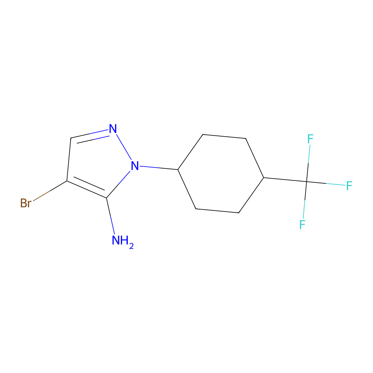 4-bromo-1-[4-(trifluoromethyl)cyclohexyl]-1H-pyrazol-5-amine molecular structure, CAS 1484135-26-3