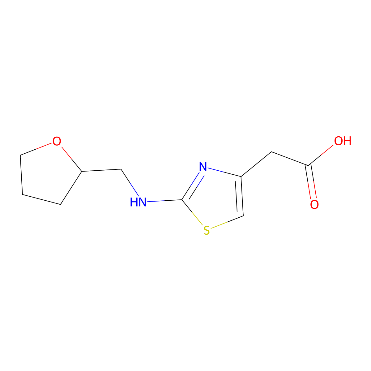 2-(2-{[(Oxolan-2-yl)methyl]amino}-1,3-thiazol-4-yl)acetic acid molecular structure, CAS 1484149-95-2