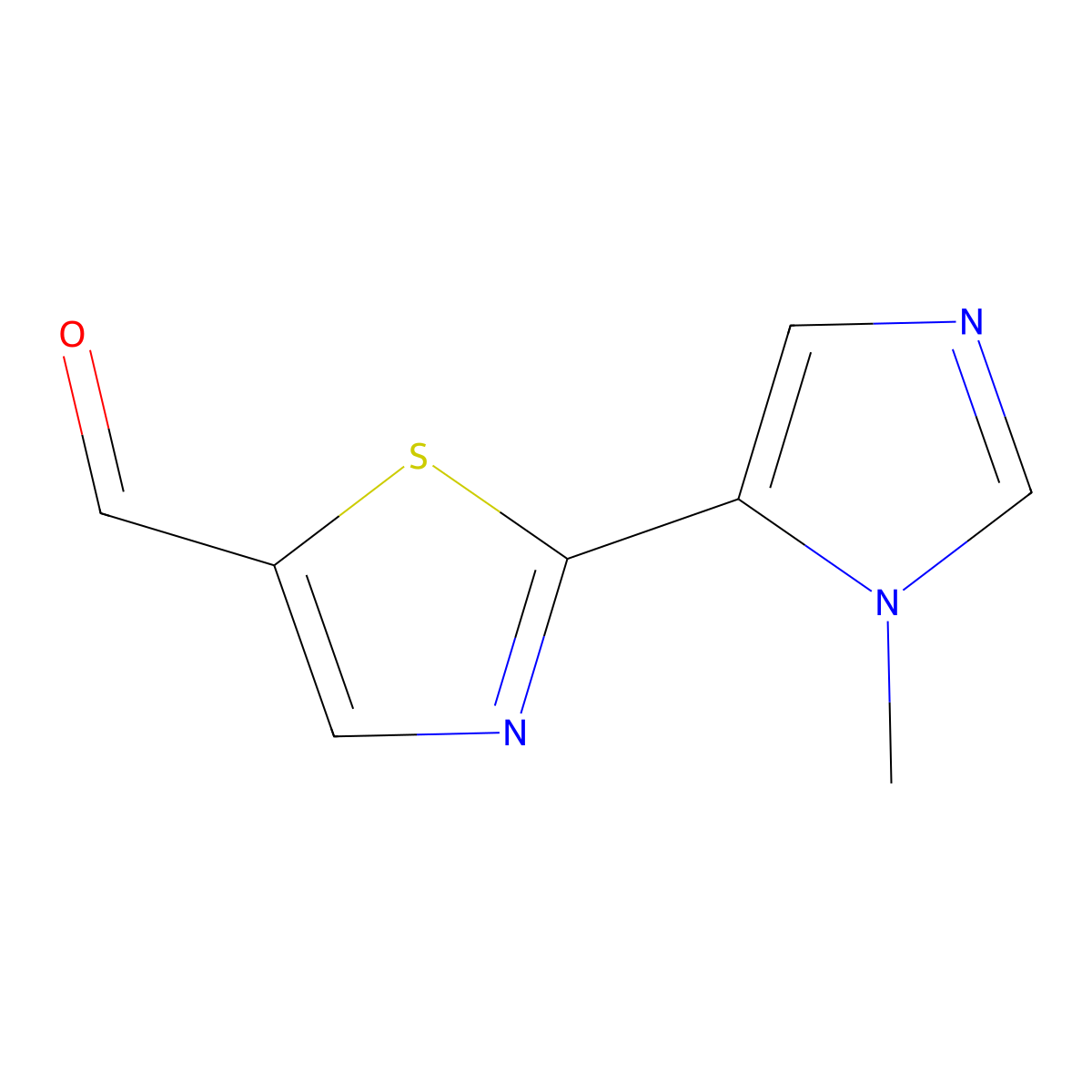 2-(1-methyl-1H-imidazol-5-yl)thiazole-5-carbaldehyde molecular structure, CAS 1484175-77-0