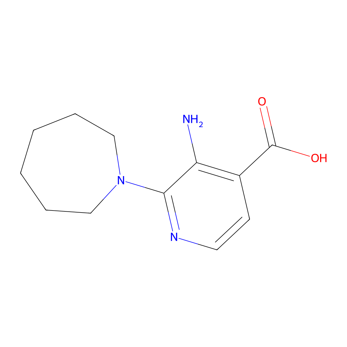 3-Amino-2-(azepan-1-yl)isonicotinic acid molecular structure, CAS 1484191-98-1