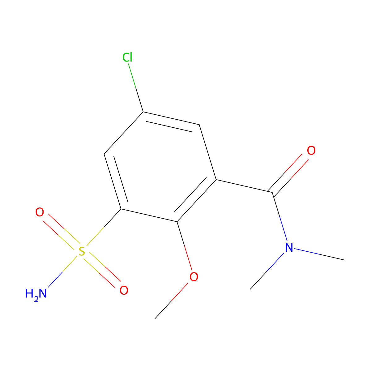5-chloro-2-methoxy-N,N-dimethyl-3-sulfamoylbenzamide molecular structure, CAS 1484206-13-4