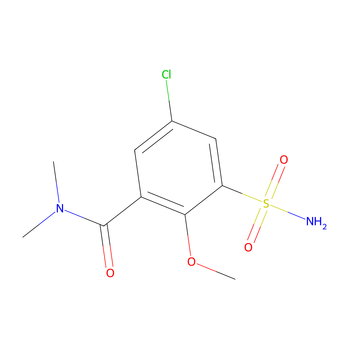 5-chloro-2-methoxy-N,N-dimethyl-3-sulfamoylbenzamide molecular structure, CAS 1484206-13-4