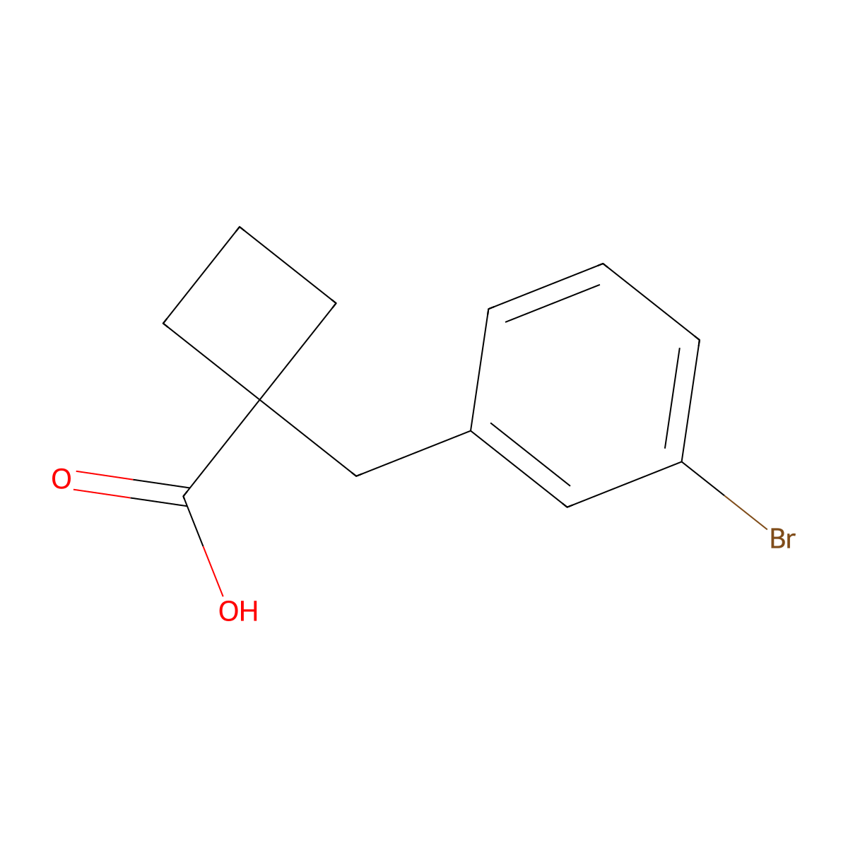 1-[(3-Bromophenyl)methyl]cyclobutane-1-carboxylic acid molecular structure, CAS 1484206-76-9