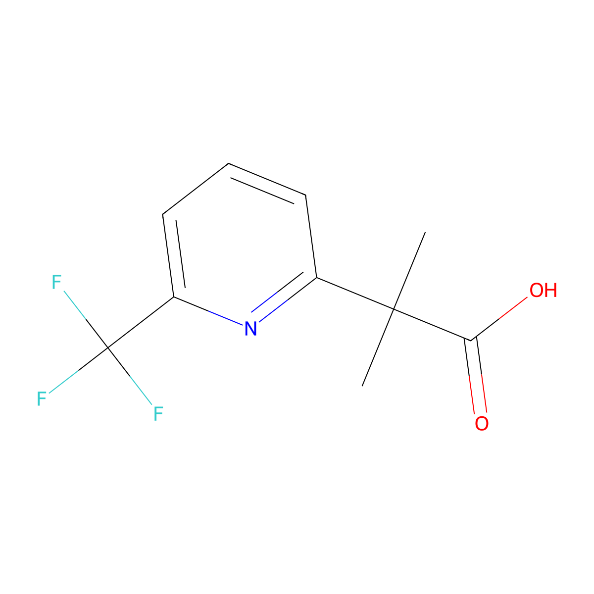 2-Methyl-2-[6-(trifluoromethyl)pyridin-2-yl]propanoic acid molecular structure, CAS 1484235-53-1