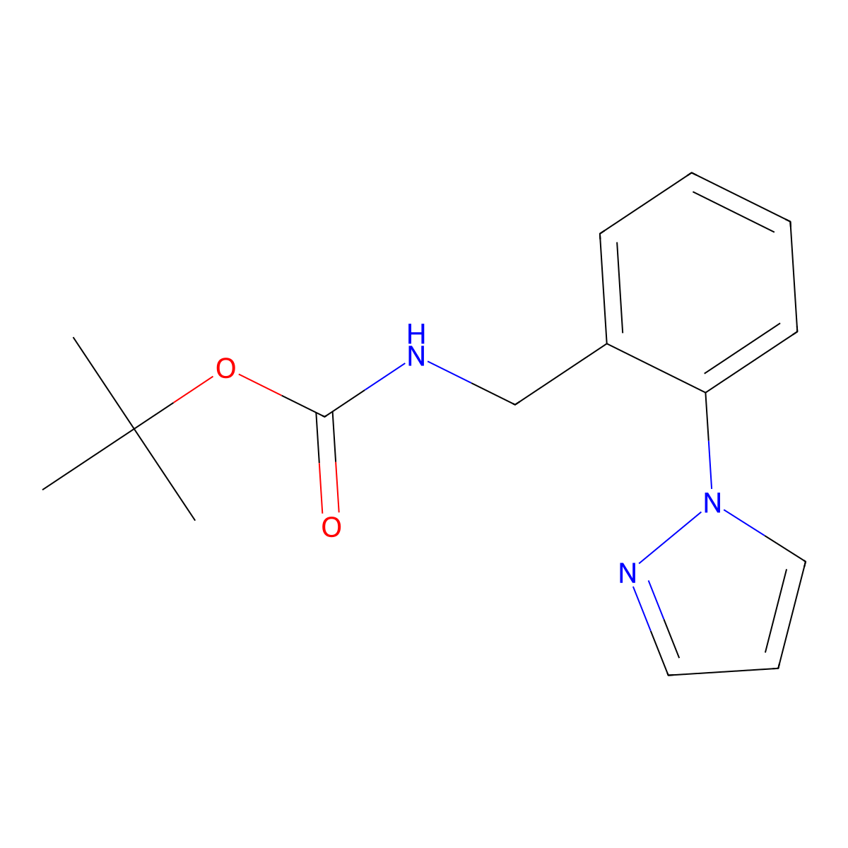 tert-butyl N-[(2-pyrazol-1-ylphenyl)methyl]carbamate molecular structure, CAS 1484250-36-3