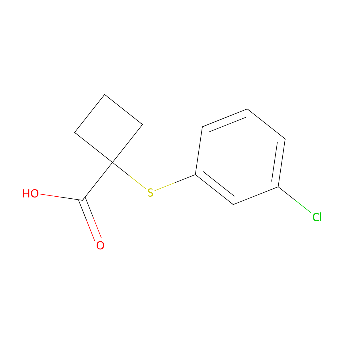 1-[(3-Chlorophenyl)sulfanyl]cyclobutane-1-carboxylic acid molecular structure, CAS 1484262-92-1