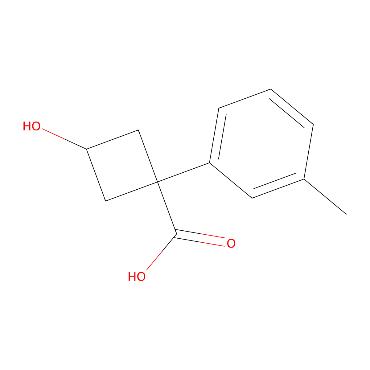 3-Hydroxy-1-(3-methylphenyl)cyclobutane-1-carboxylic acid molecular structure, CAS 1484274-70-5