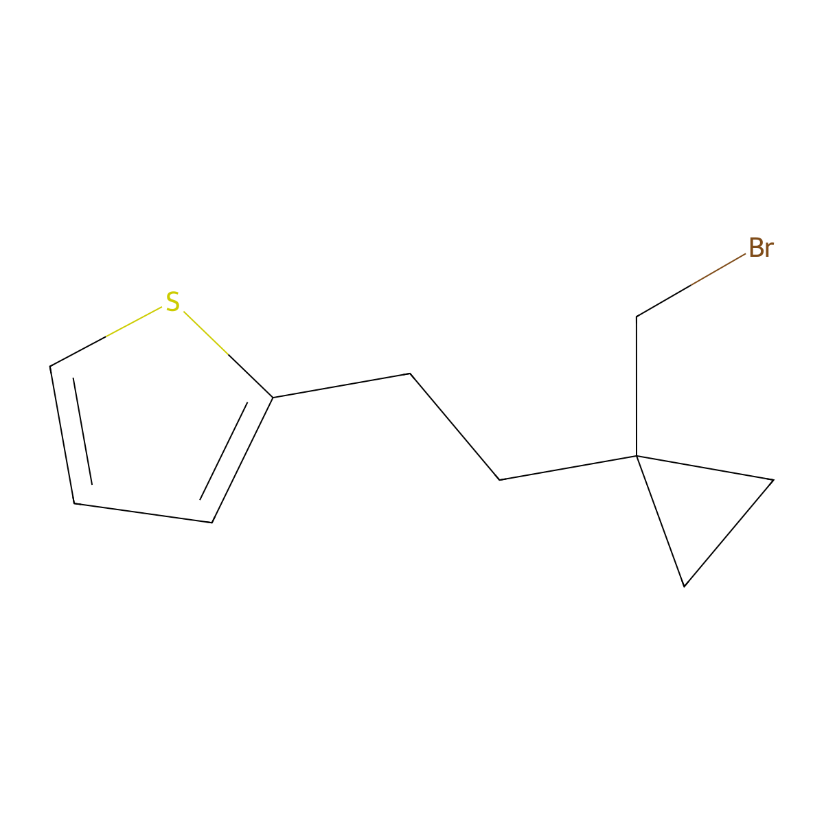 2-(2-(1-(Bromomethyl)cyclopropyl)ethyl)thiophene molecular structure, CAS 1484285-55-3