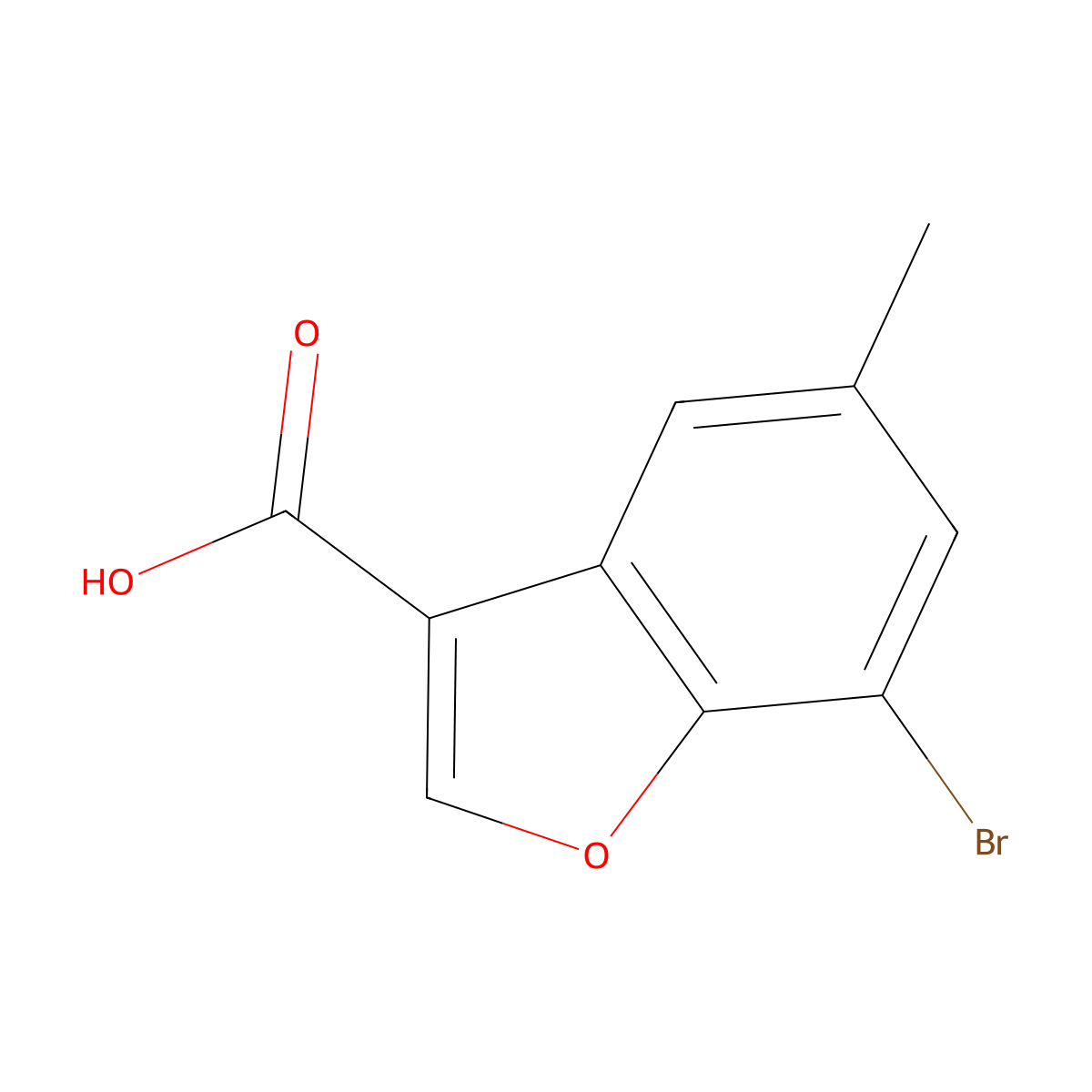 7-Bromo-5-methyl-1-benzofuran-3-carboxylic acid molecular structure, CAS 1484296-20-9