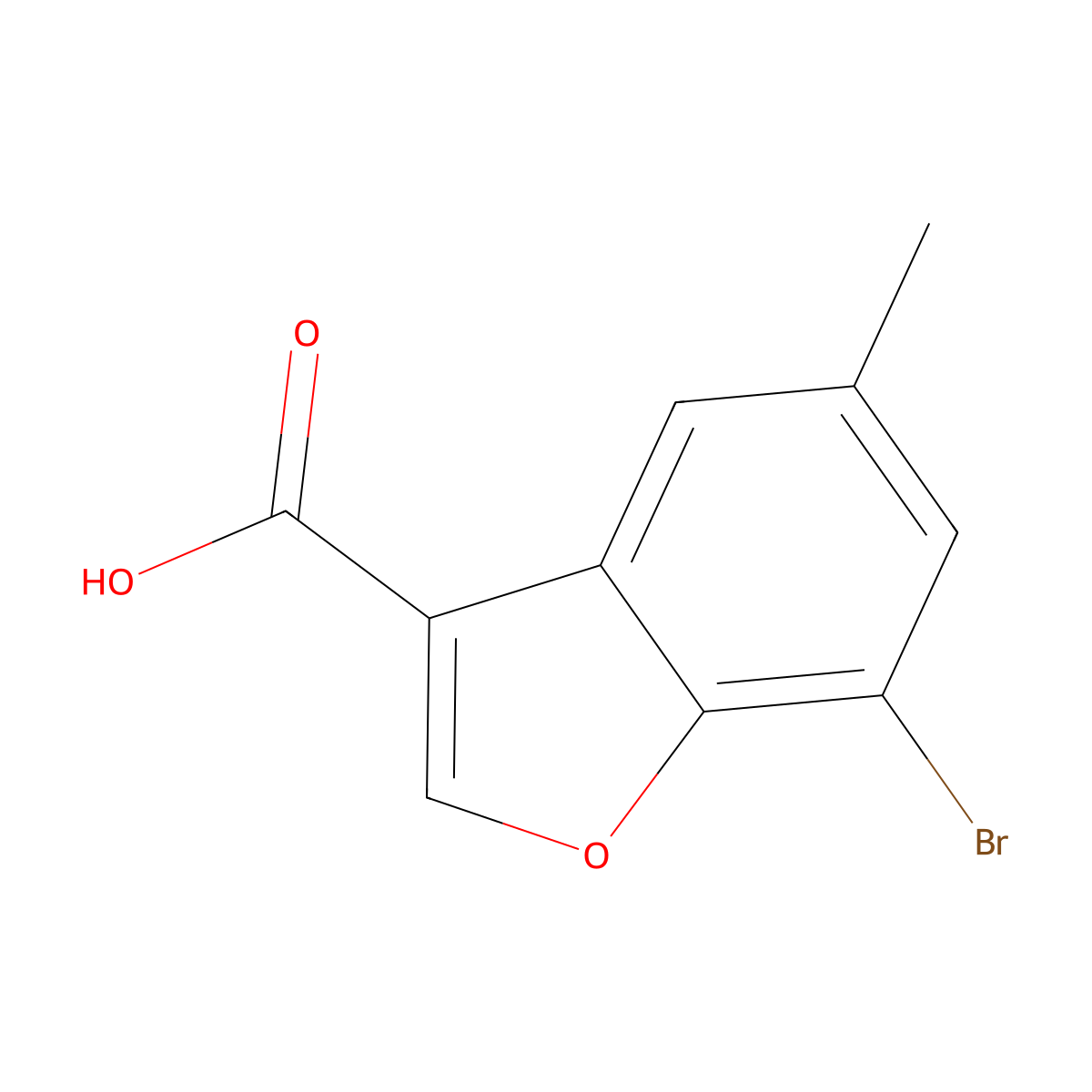 7-Bromo-5-methyl-1-benzofuran-3-carboxylic acid molecular structure, CAS 1484296-20-9