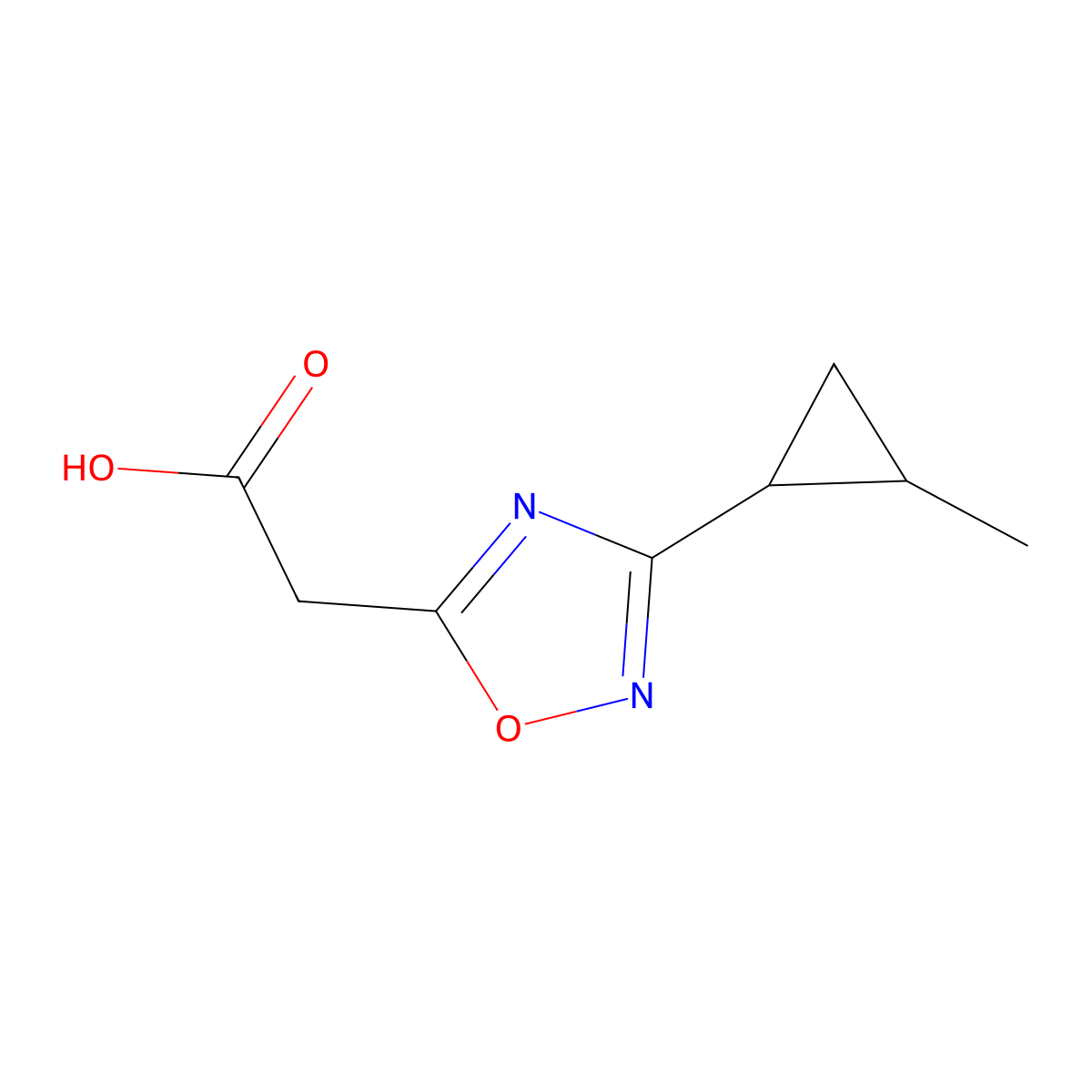 2-[3-(2-Methylcyclopropyl)-1,2,4-oxadiazol-5-yl]acetic acid molecular structure, CAS 1484301-49-6