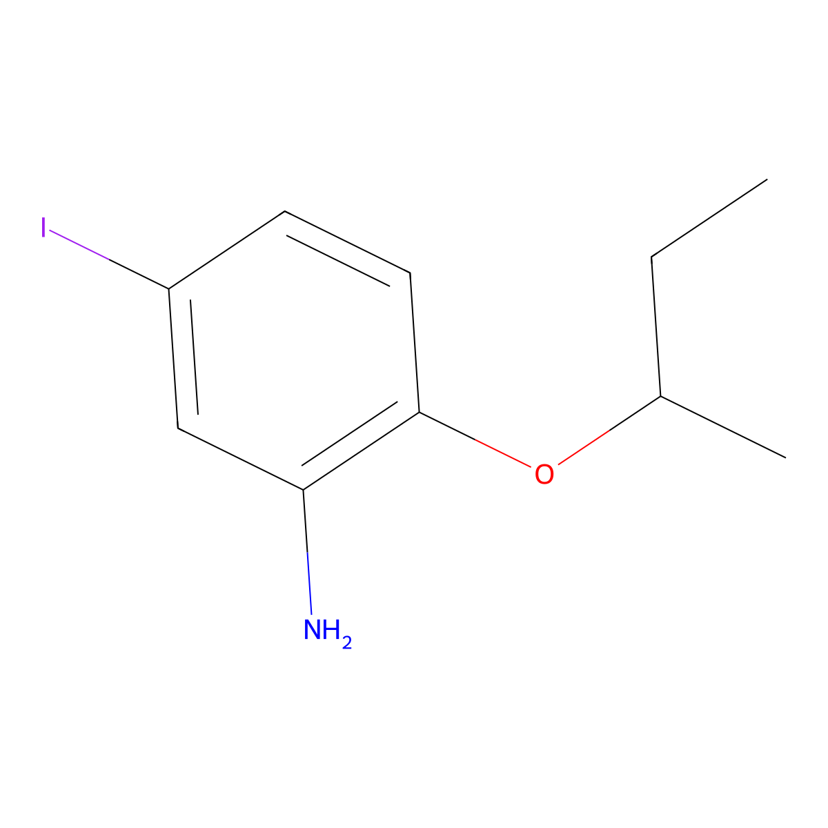 2-(Butan-2-yloxy)-5-iodoaniline molecular structure, CAS 1484302-65-9