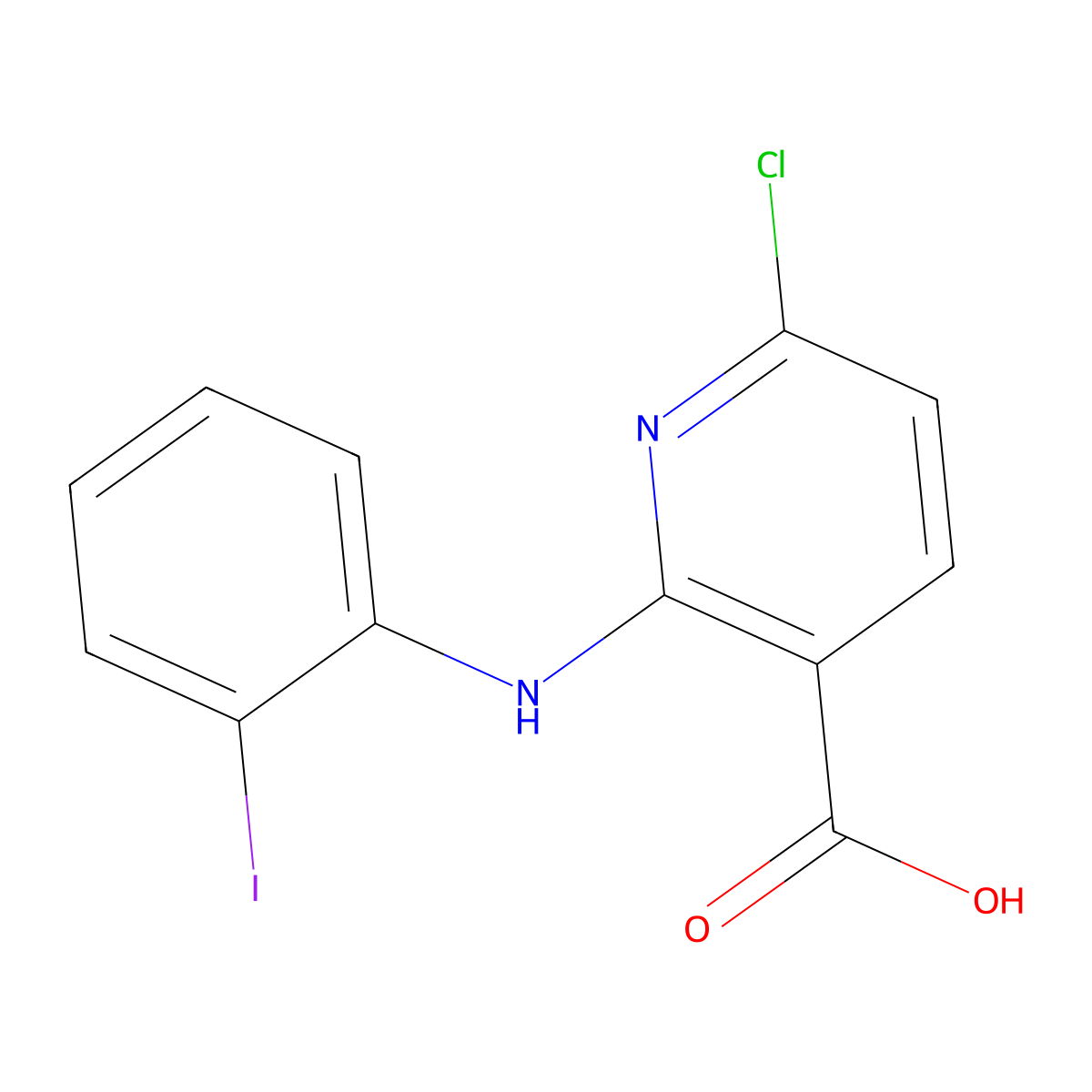 6-Chloro-2-[(2-iodophenyl)amino]pyridine-3-carboxylic acid molecular structure, CAS 1484336-74-4