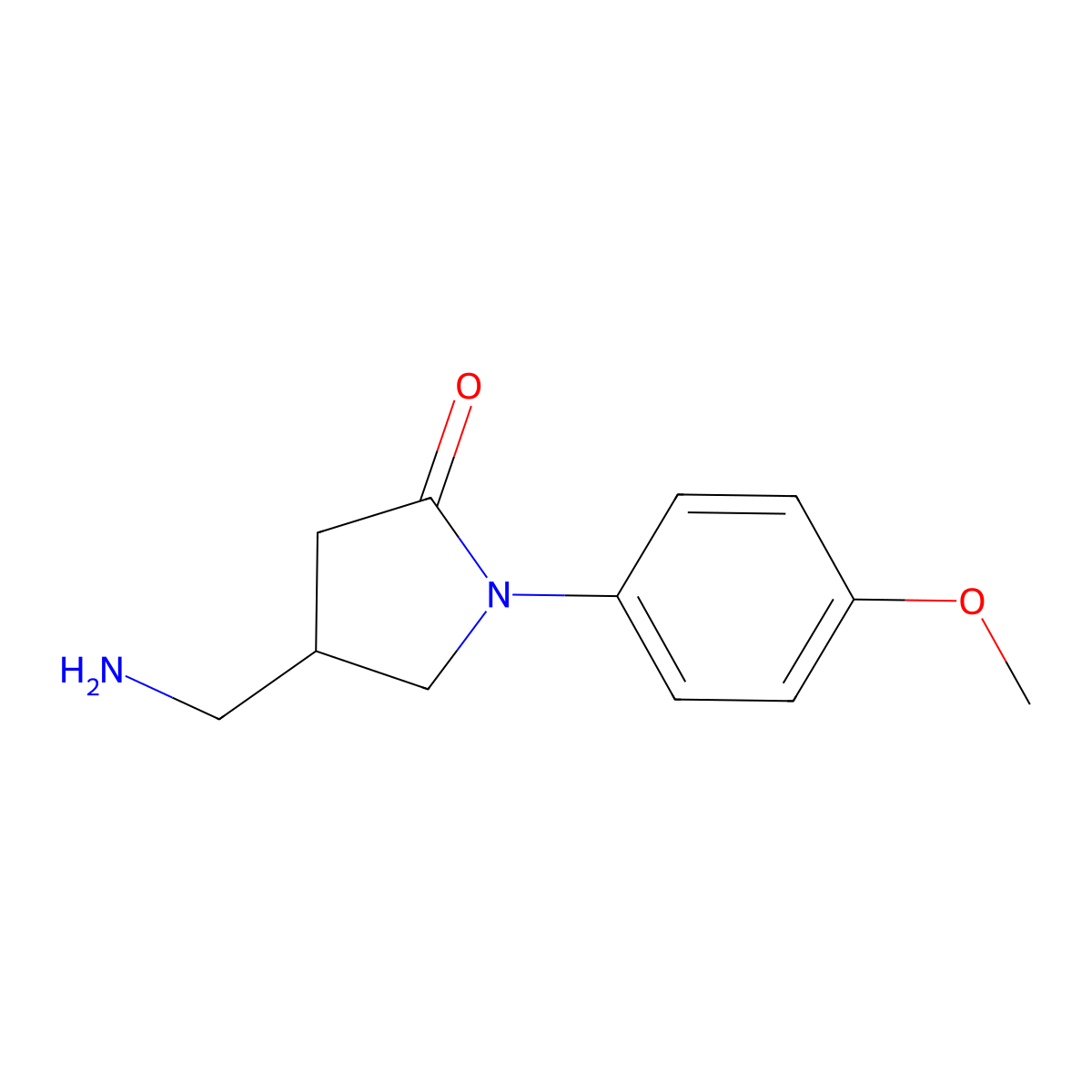 4-Aminomethyl-1-(4-methoxyphenyl)-2-pyrrolidinone molecular structure, CAS 148436-13-9