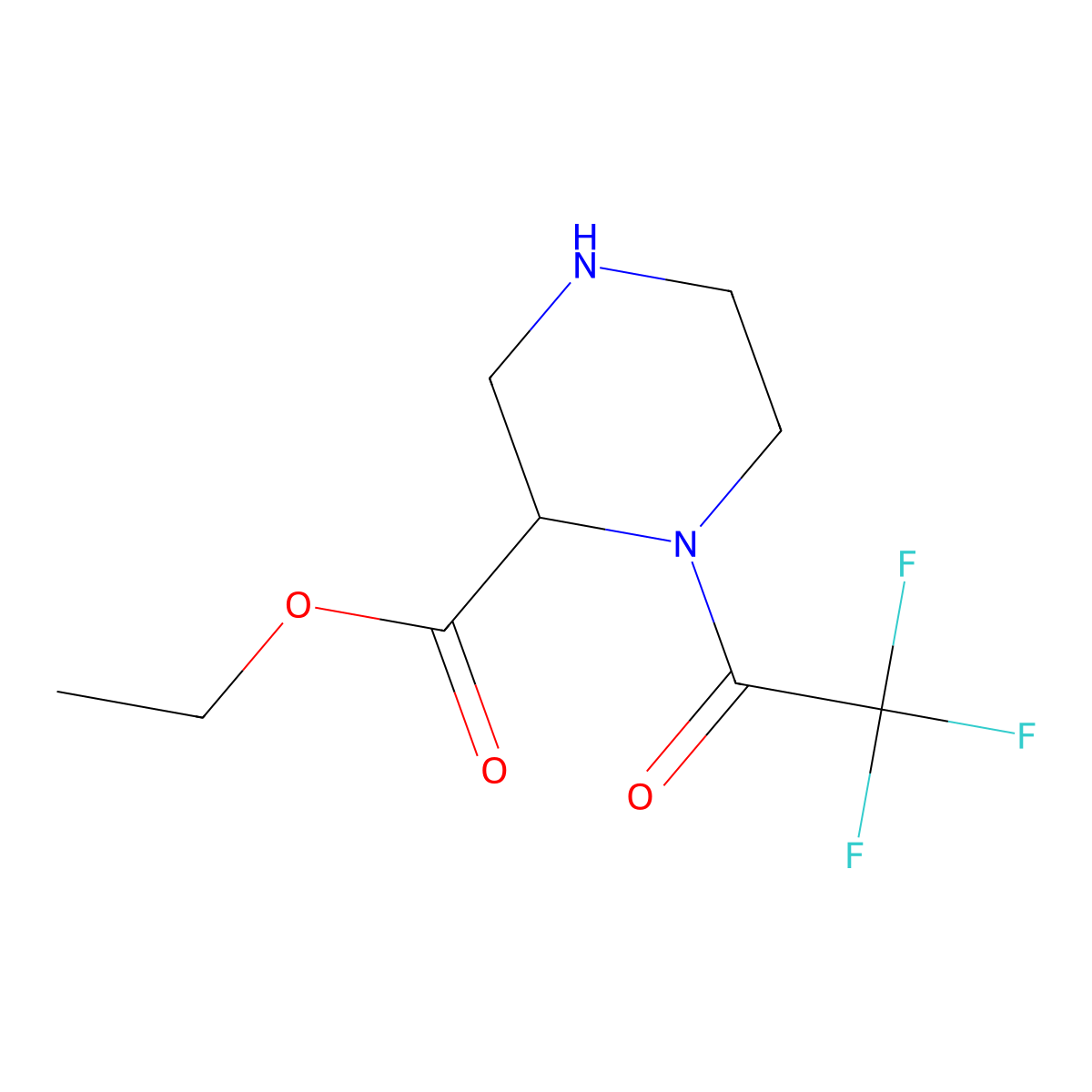 Ethyl 1-(2,2,2-trifluoroacetyl)piperazine-2-carboxylate molecular structure, CAS 1484392-23-5
