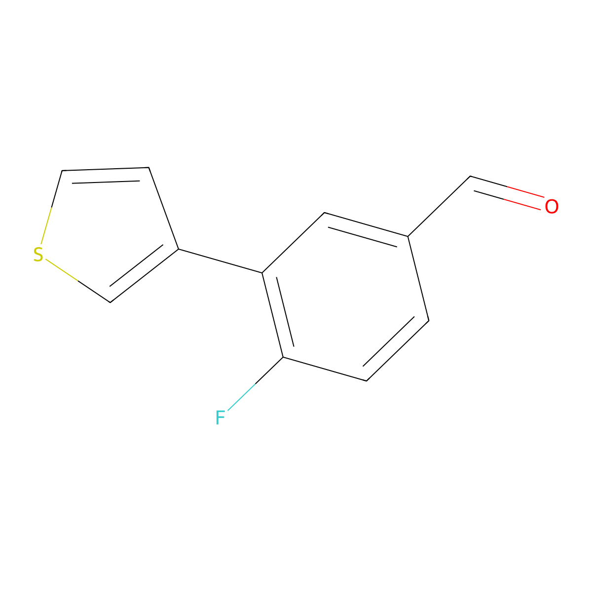 4-Fluoro-3-(thiophen-3-yl)benzaldehyde molecular structure, CAS 1484409-74-6
