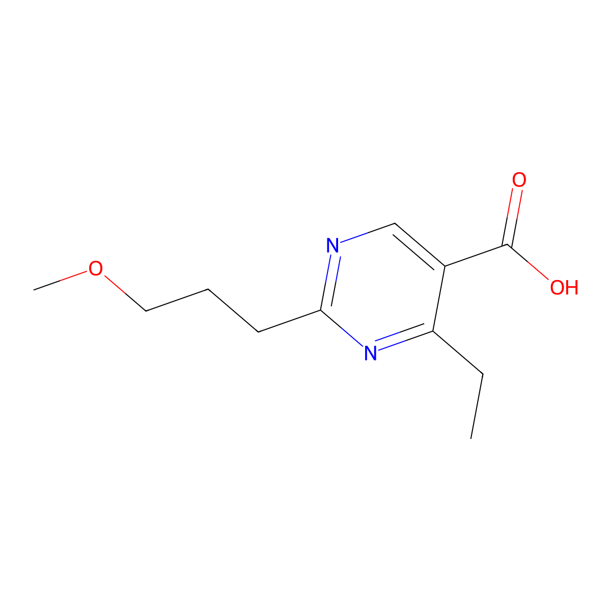 4-Ethyl-2-(3-methoxypropyl)pyrimidine-5-carboxylic acid molecular structure, CAS 1484429-63-1