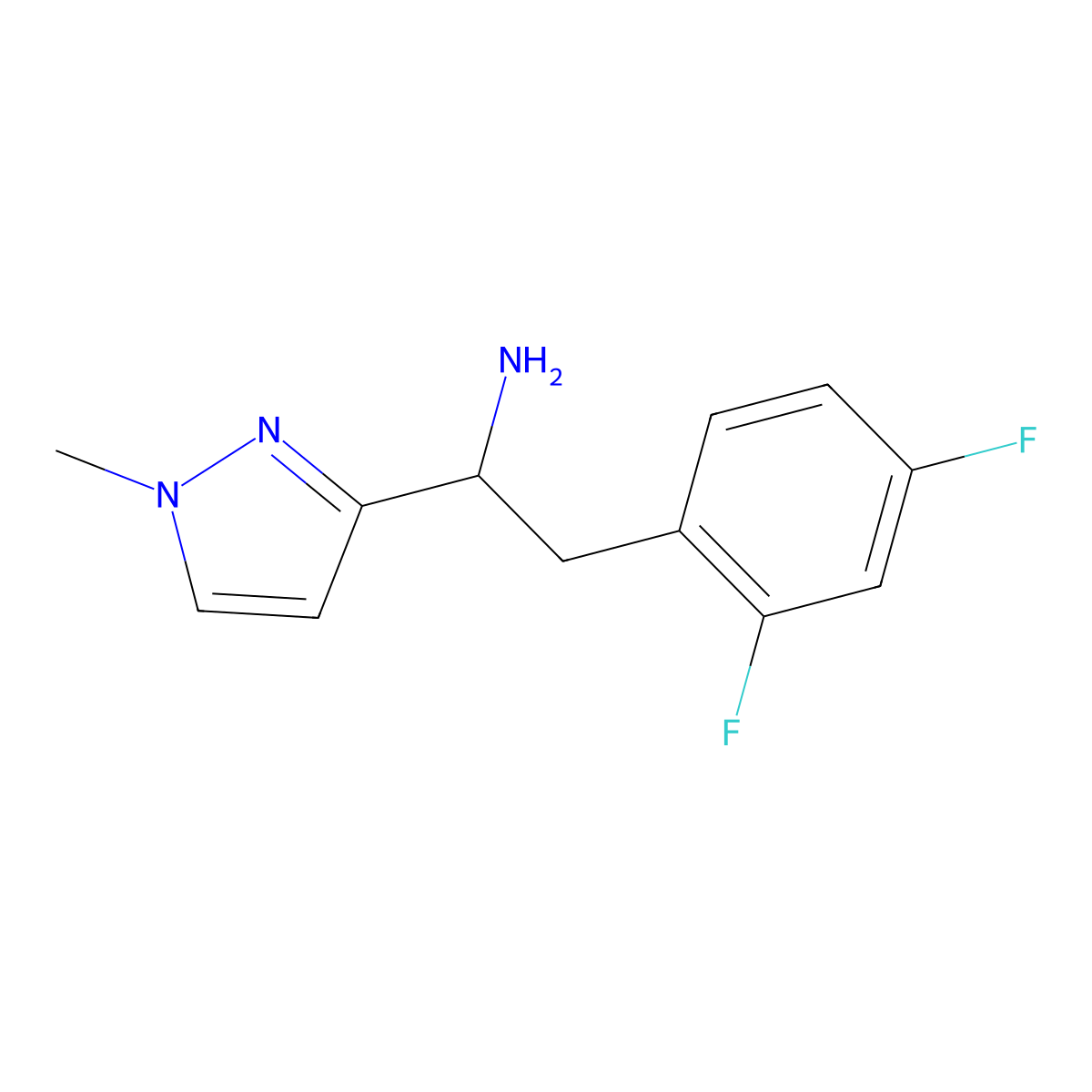 2-(2,4-Difluorophenyl)-1-(1-methyl-1h-pyrazol-3-yl)ethan-1-amine molecular structure, CAS 1484432-56-5