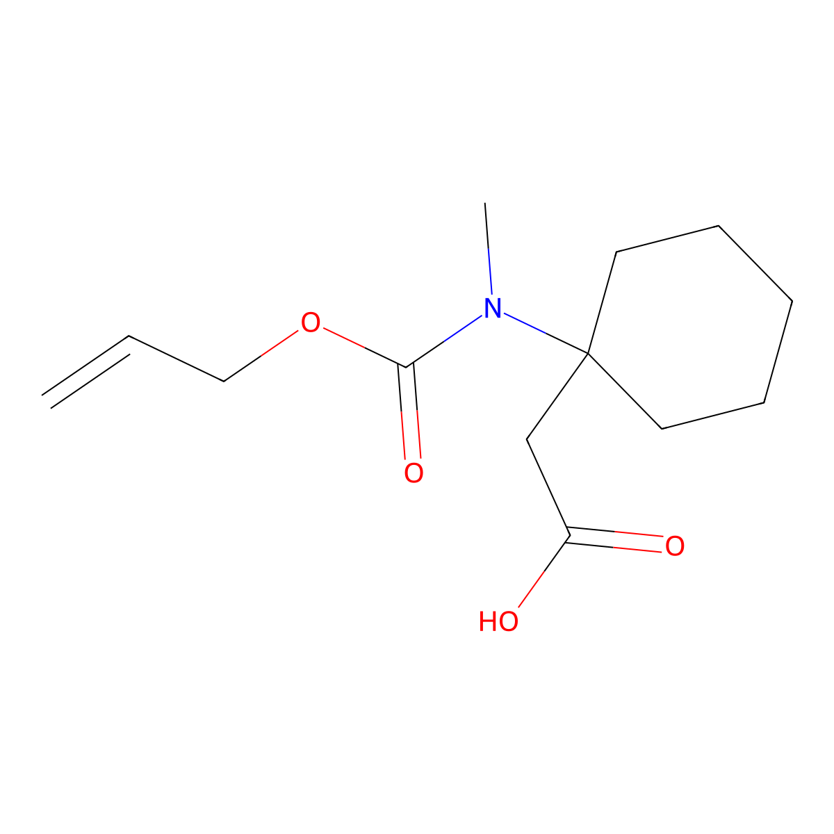 2-(1-{Methyl[(prop-2-en-1-yloxy)carbonyl]amino}cyclohexyl)acetic acid molecular structure, CAS 1484450-59-0