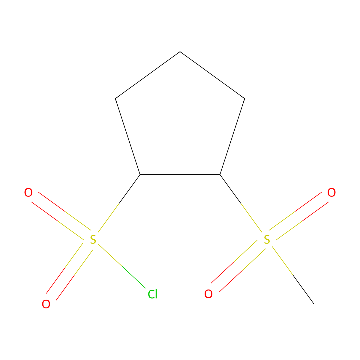 2-Methanesulfonylcyclopentane-1-sulfonyl chloride molecular structure, CAS 1484455-09-5