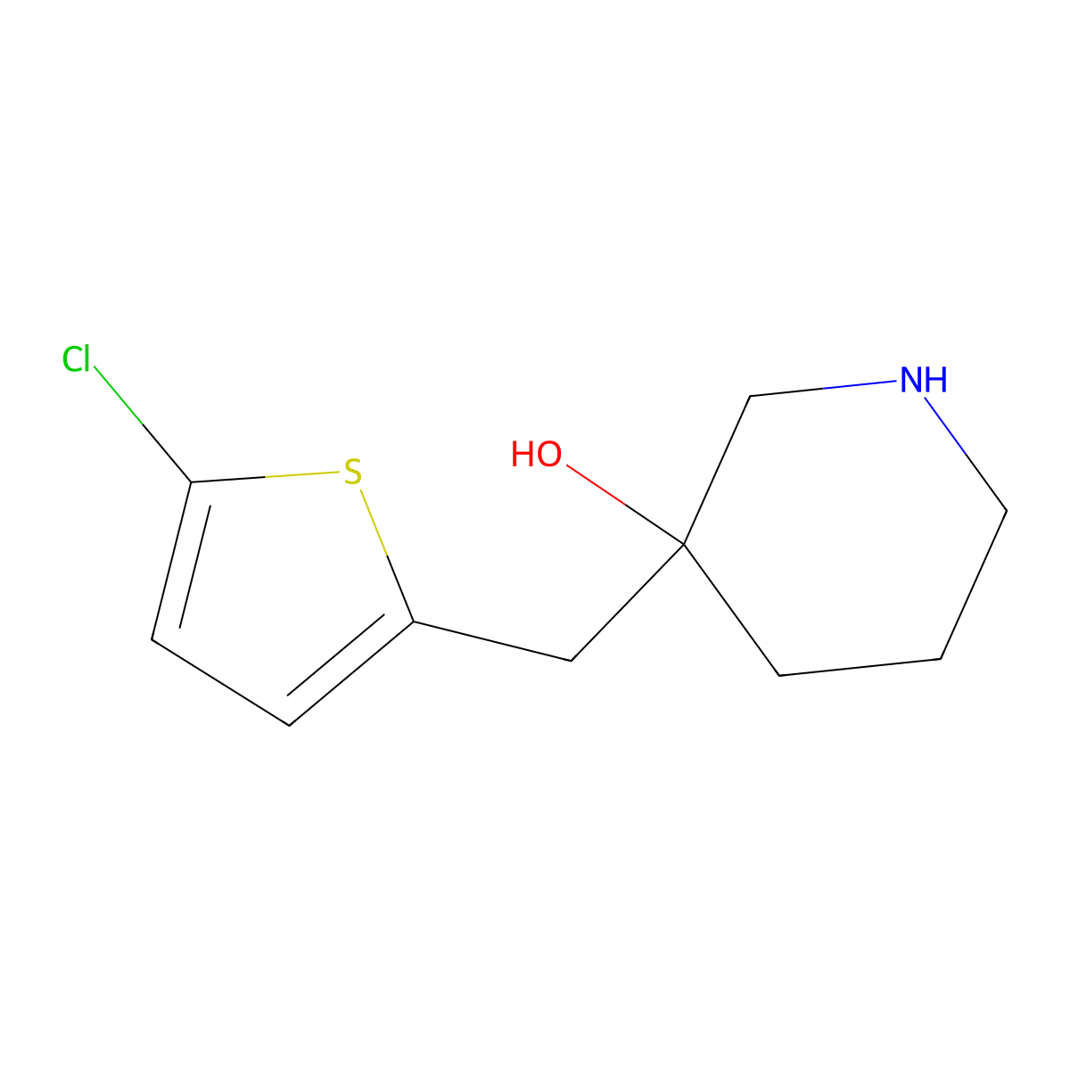 3-((5-Chlorothiophen-2-yl)methyl)piperidin-3-ol molecular structure, CAS 1484460-63-0