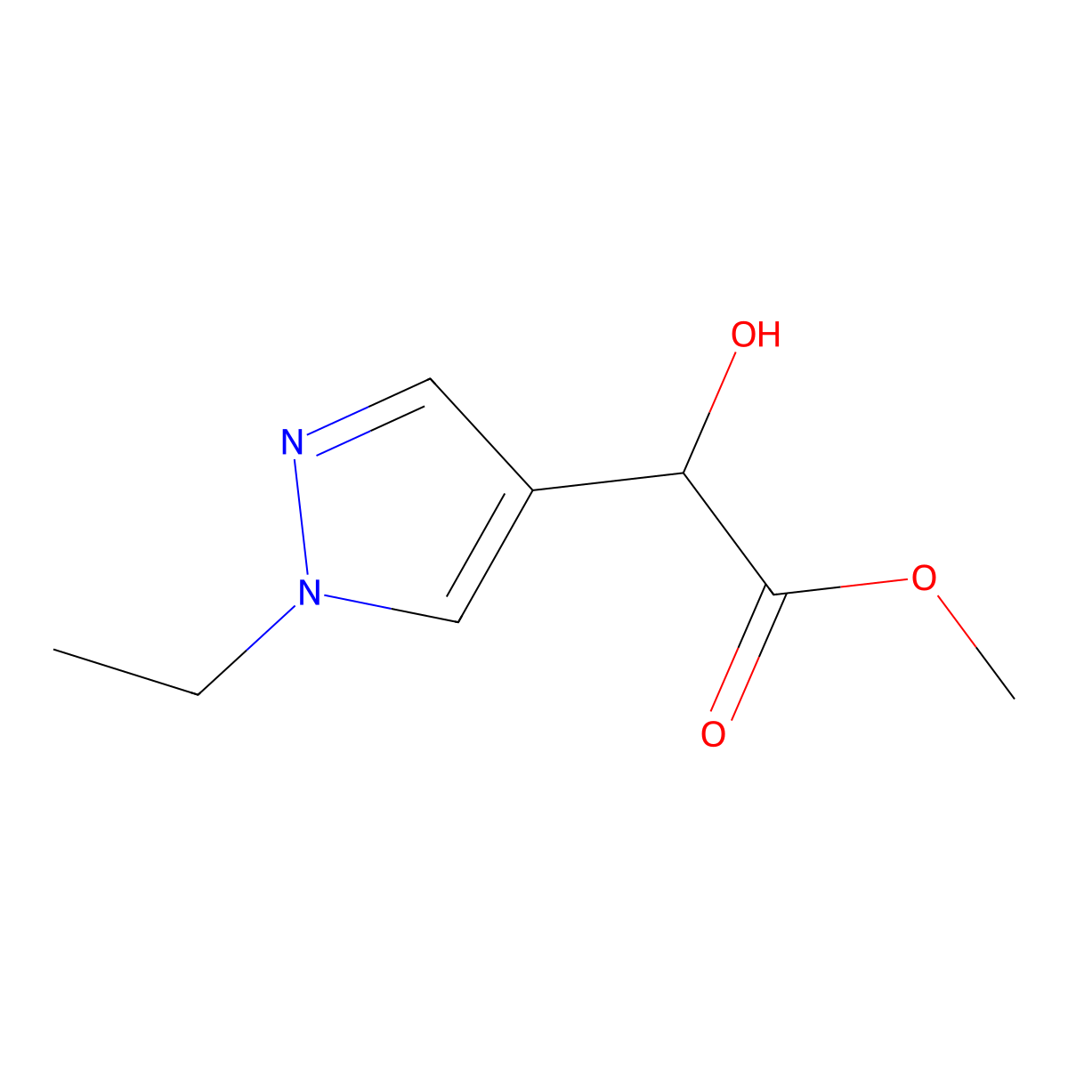 Methyl 2-(1-ethyl-1h-pyrazol-4-yl)-2-hydroxyacetate molecular structure, CAS 1484465-88-4