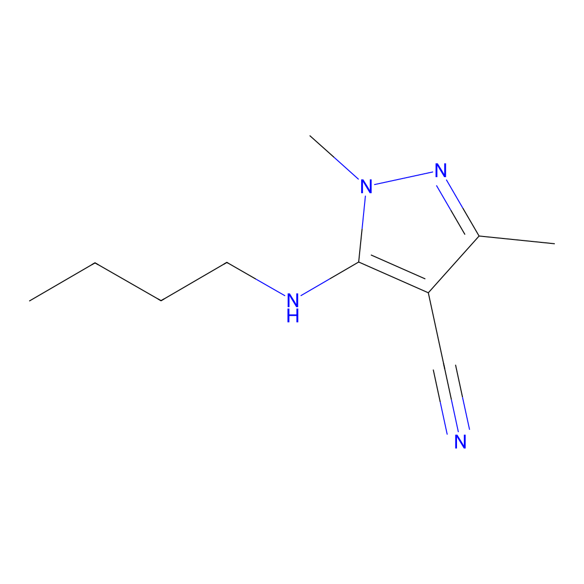 5-(Butylamino)-1,3-dimethyl-1H-pyrazole-4-carbonitrile molecular structure, CAS 1484466-69-4