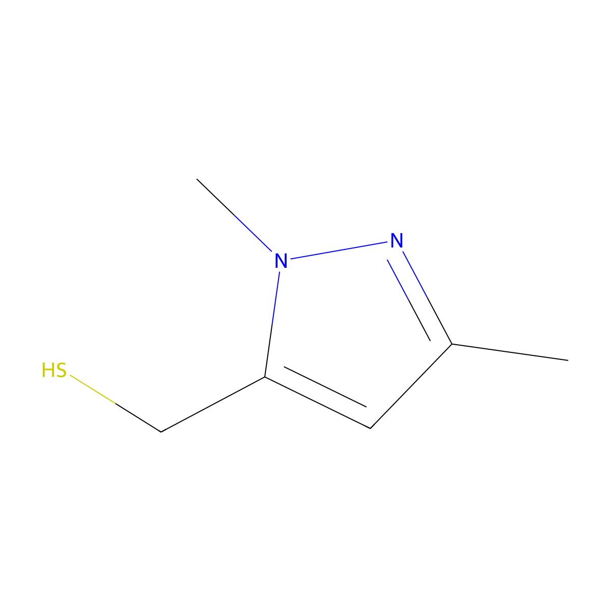 (1,3-dimethyl-1H-pyrazol-5-yl)methanethiol molecular structure, CAS 1484486-94-3