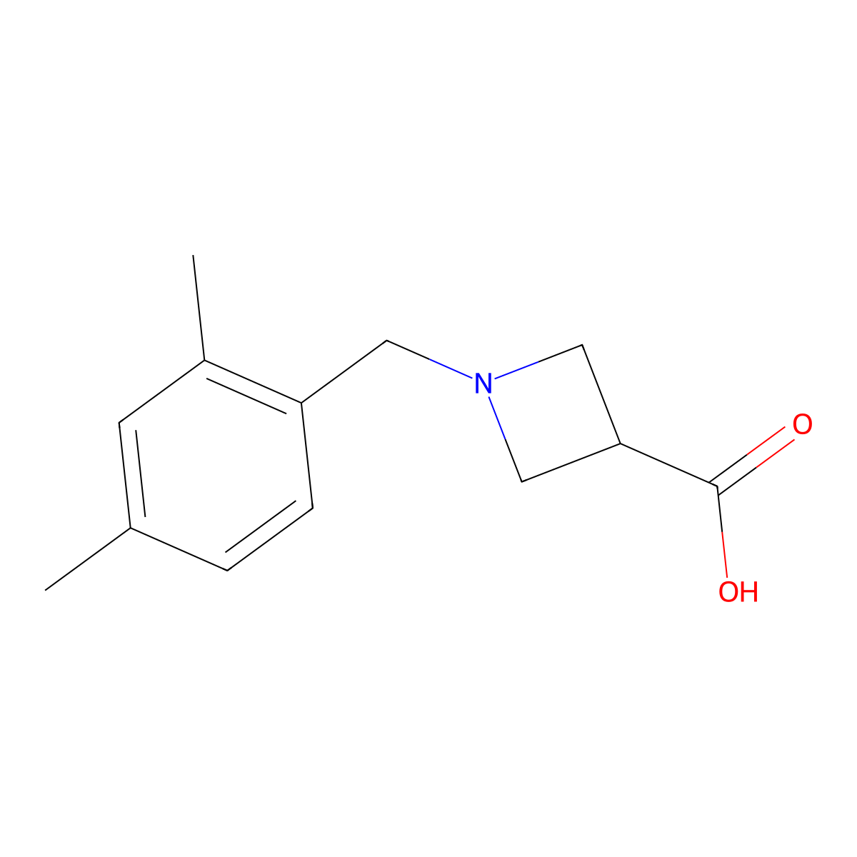 1-[(2,4-Dimethylphenyl)methyl]azetidine-3-carboxylic acid molecular structure, CAS 1484499-42-4