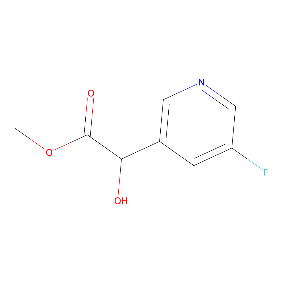 Methyl 2-(5-fluoropyridin-3-yl)-2-hydroxyacetate molecular structure, CAS 1484510-71-5